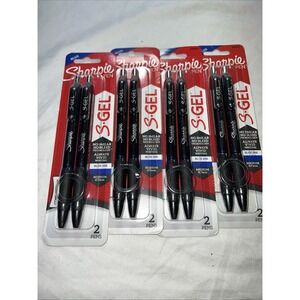 8 Total Sharpie S-Gel Retractable Gel Pens 0.38 mm Ultra Fine Point Black Ink
